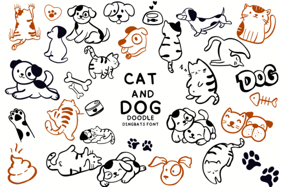 Cat and Dog Doodle Font